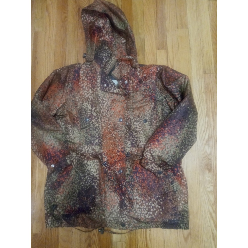Woman Within Orange Pattern Zip Up Hooded Med Jacket Size 14/ 16 Removable Liner